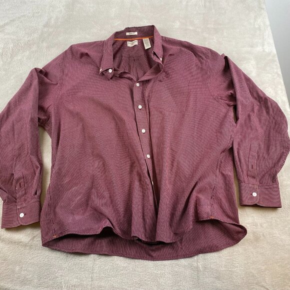 Dockers Men's Shirt XXL Classic Fit Long Sleeve Checkered Cotton & Polyester - Picture 9 of 9